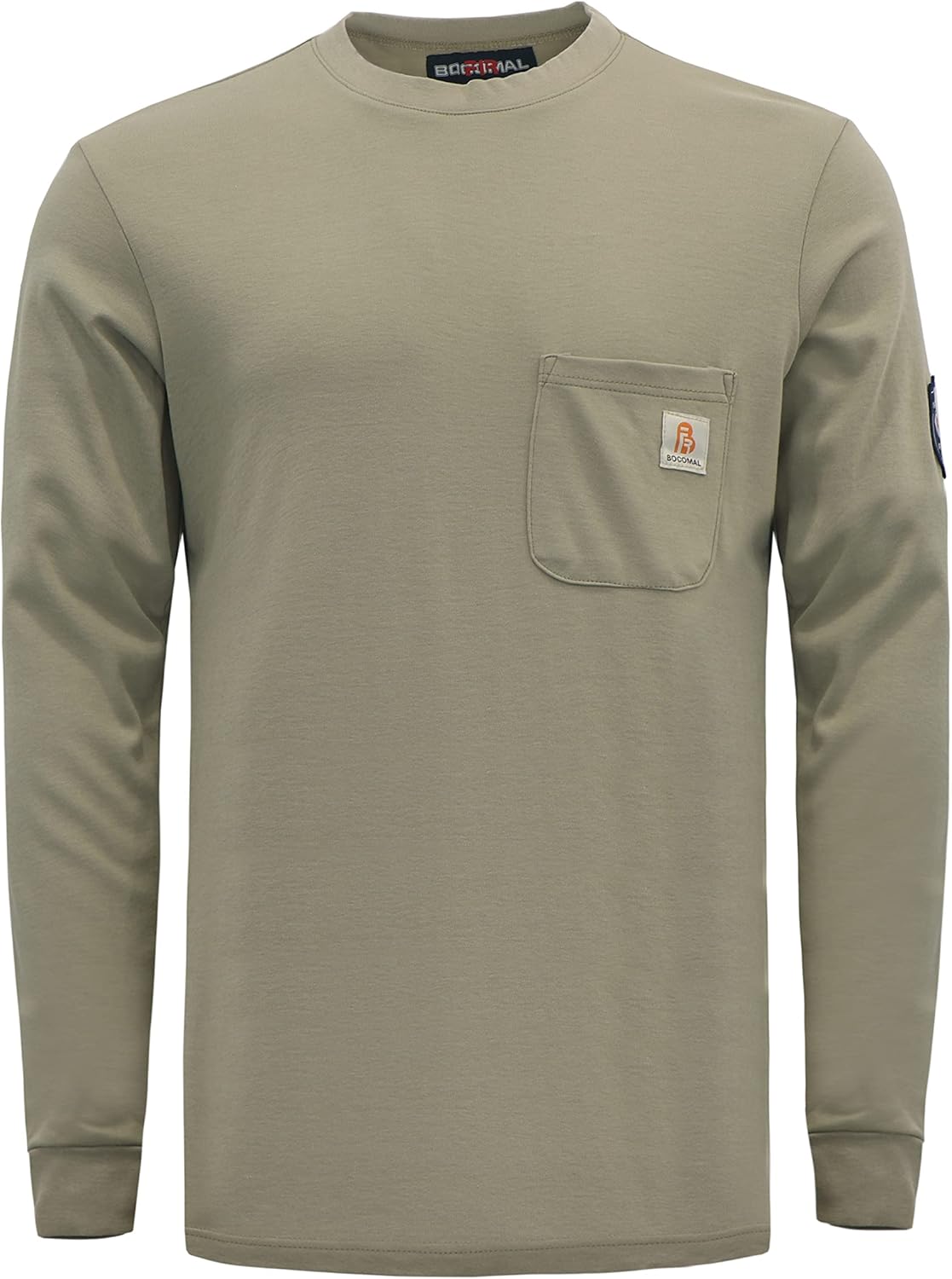 BOCOMAL FR Shirts Crewneck Midweight Flame Resistant Work Shirt