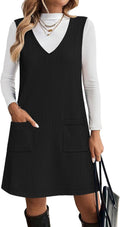 Zeagoo Sweater Vest Dress for Women - V Neck Pullover with Pockets