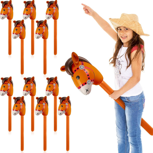 Chivao 12 Pieces Inflatable Stick Horse for Fun Birthday Parties