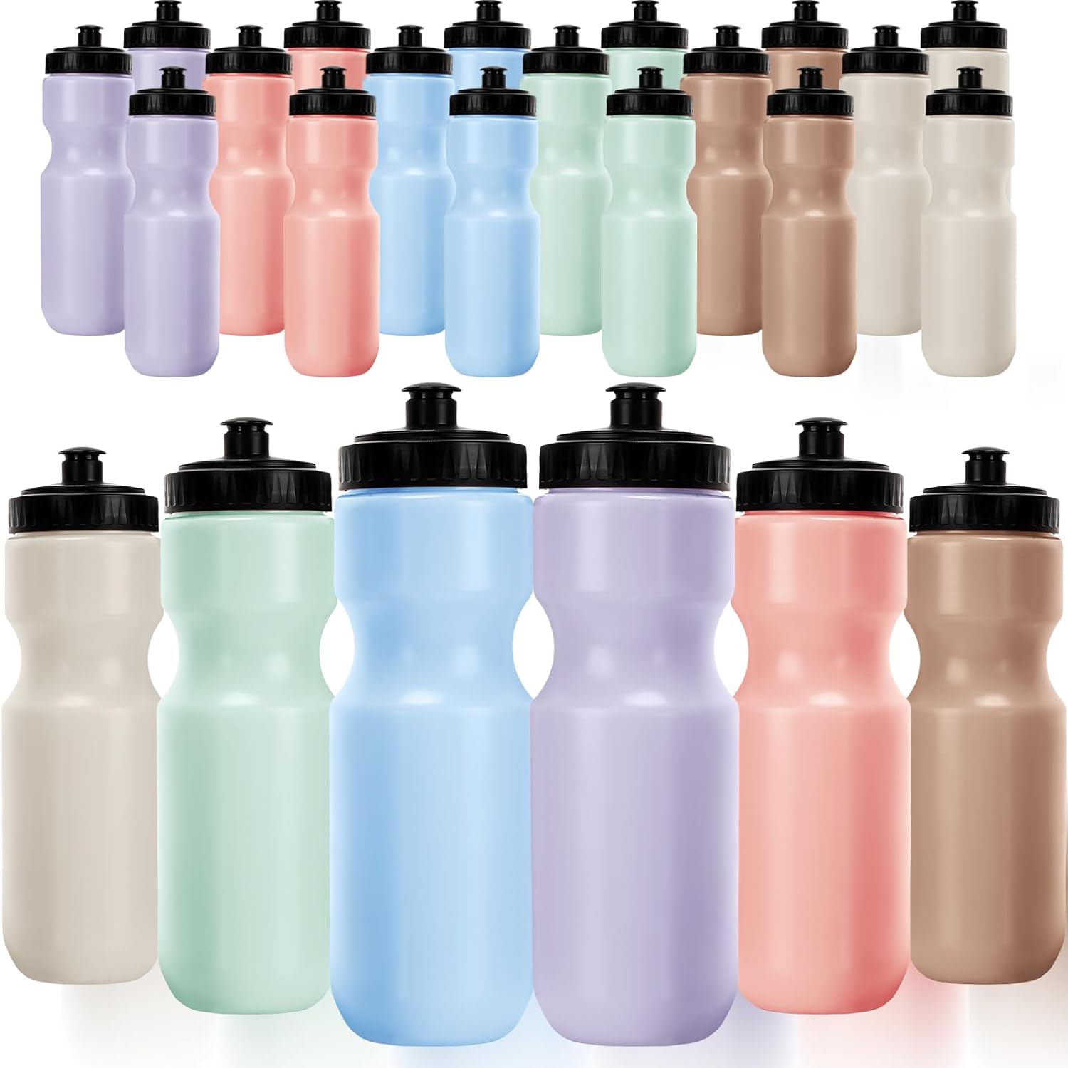 24 Pcs Reusable Sports Water Bottles for Fitness and Outdoor Use
