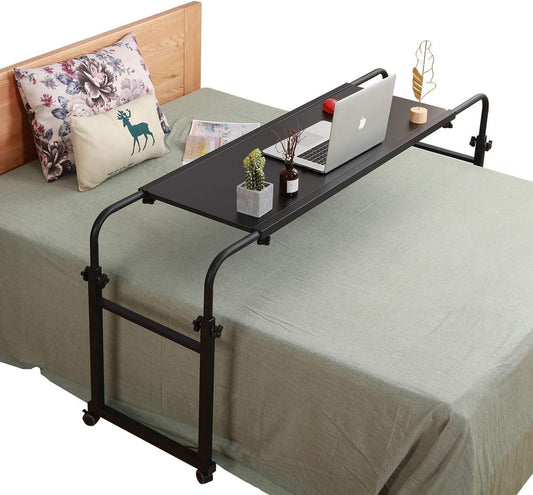 Overbed Table with Wheels for King and Queen Beds - Adjustable