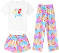 Arshiner Girls Pajama Set 3 Piece Short Sleeve Sleepwear