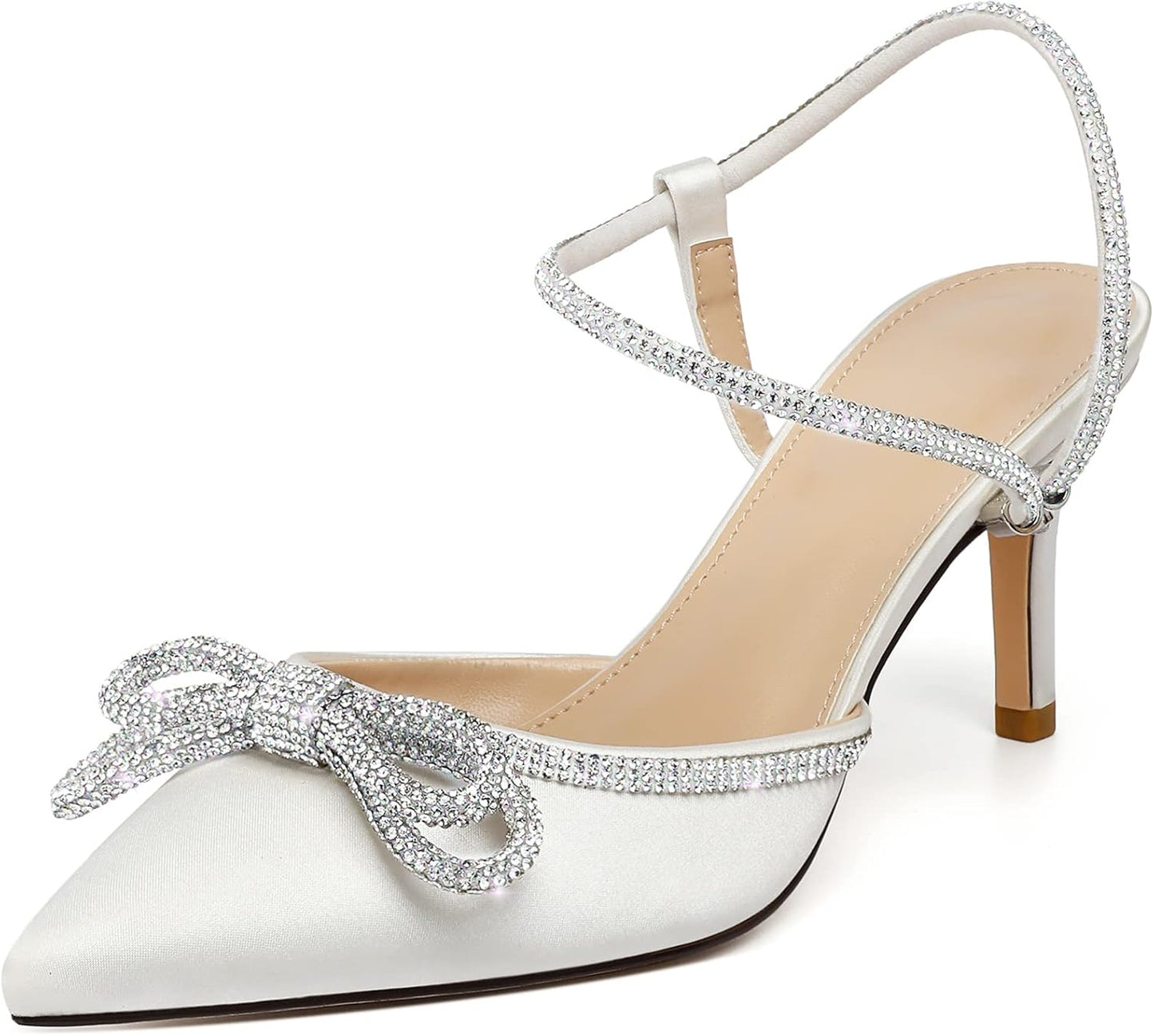 Susanny Women's Closed Toe Rhinestone Wedding Low Heel Pumps