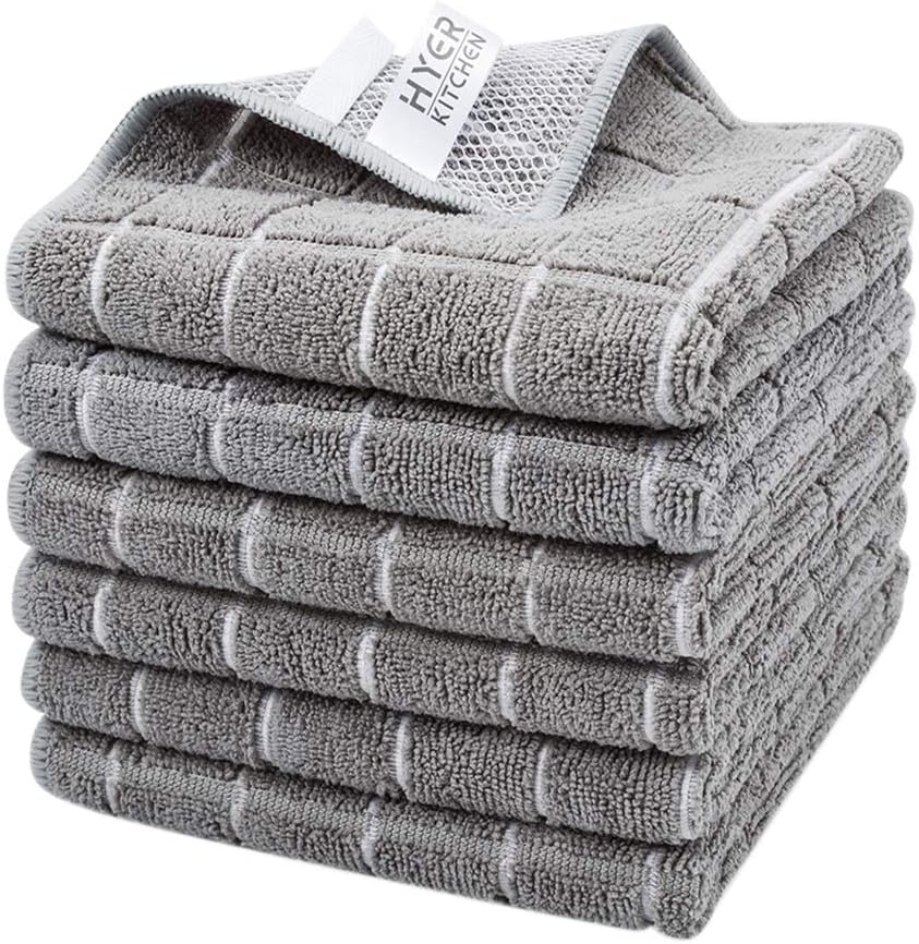 Absorbent Microfiber Kitchen Rags 6-Pack