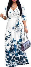 Plus Size Maxi V-Neck Dress for Women - Comfortable Summer Sundress