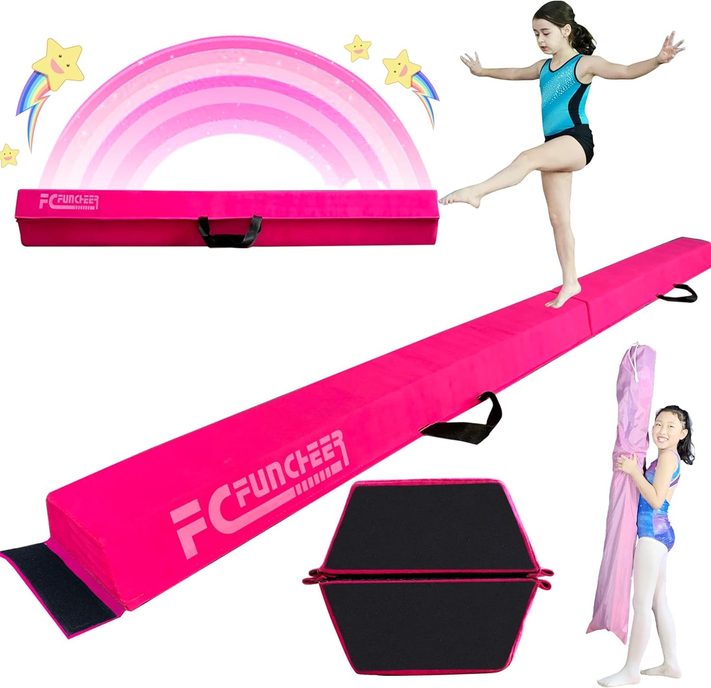 6FT/9FT Folding Balance Beam for Kids - Safe Gymnastics Training