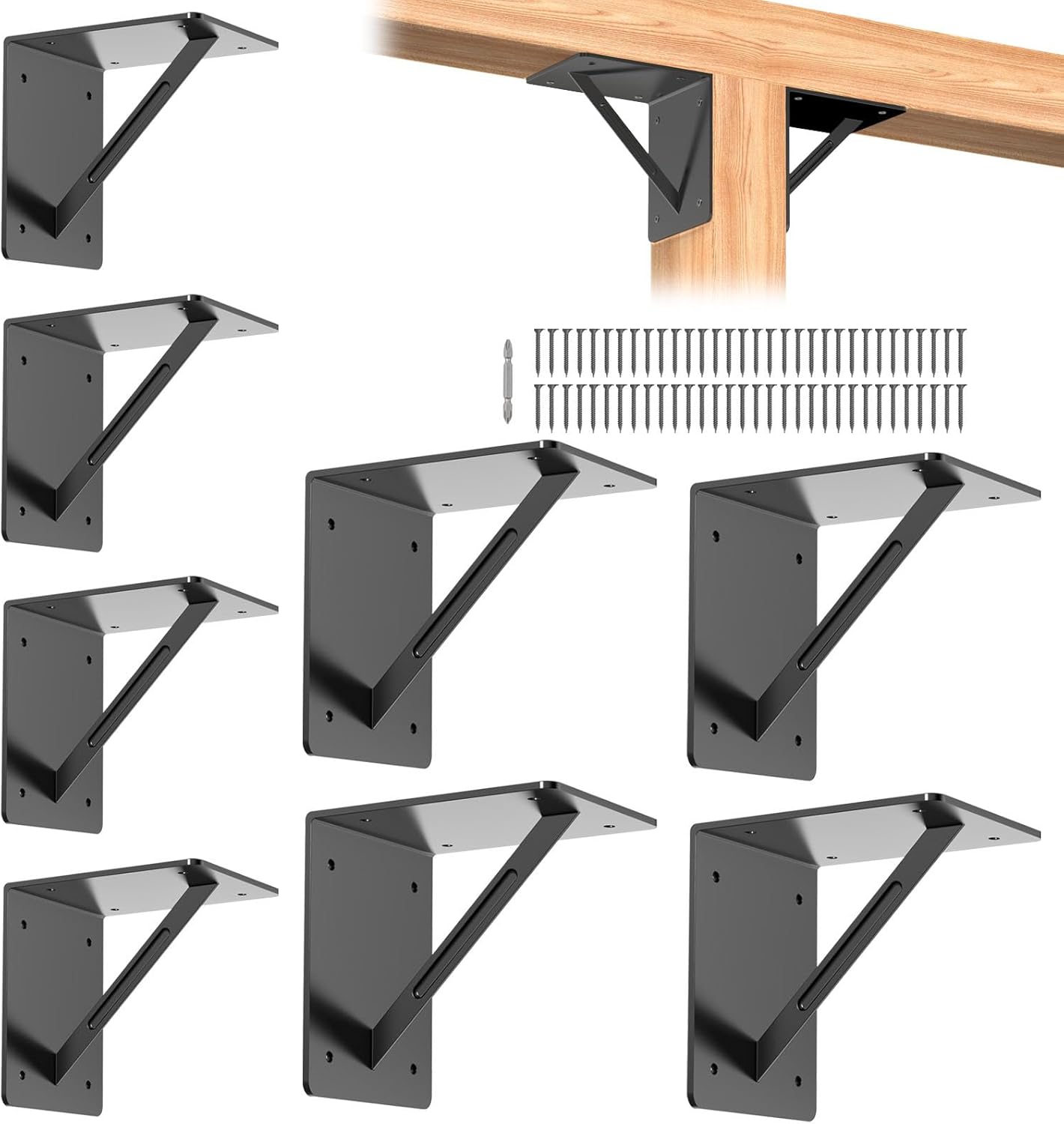 8 Pcs Heavy Duty Metal Corner Brackets for L Shelf Support