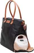 Abby Breast Pump Tote with Real Leather Straps - Stylish Pumping Bag
