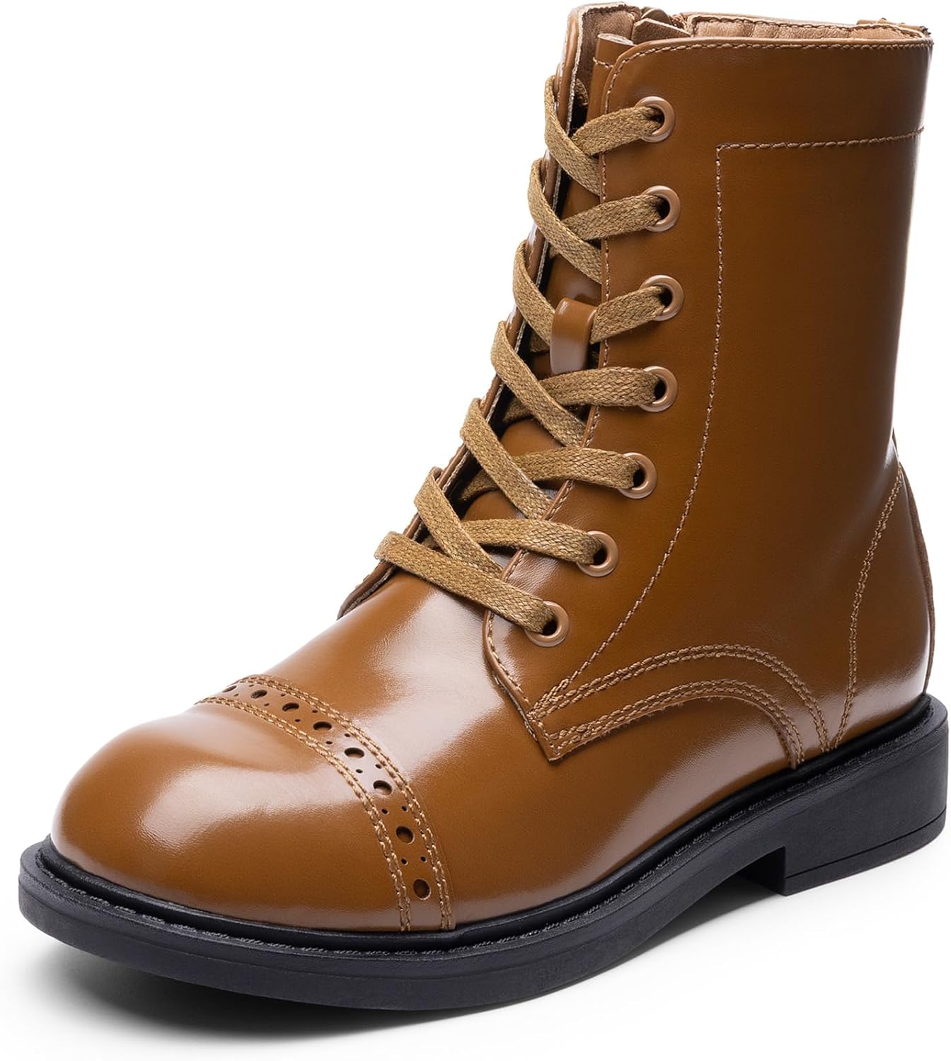 DREAM PAIRS Girls Boys Combat Ankle Boots with Side Zipper