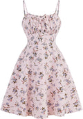 Girl's Floral Print Summer Dress Bowknot Ruched Bust A Line Cami Dress