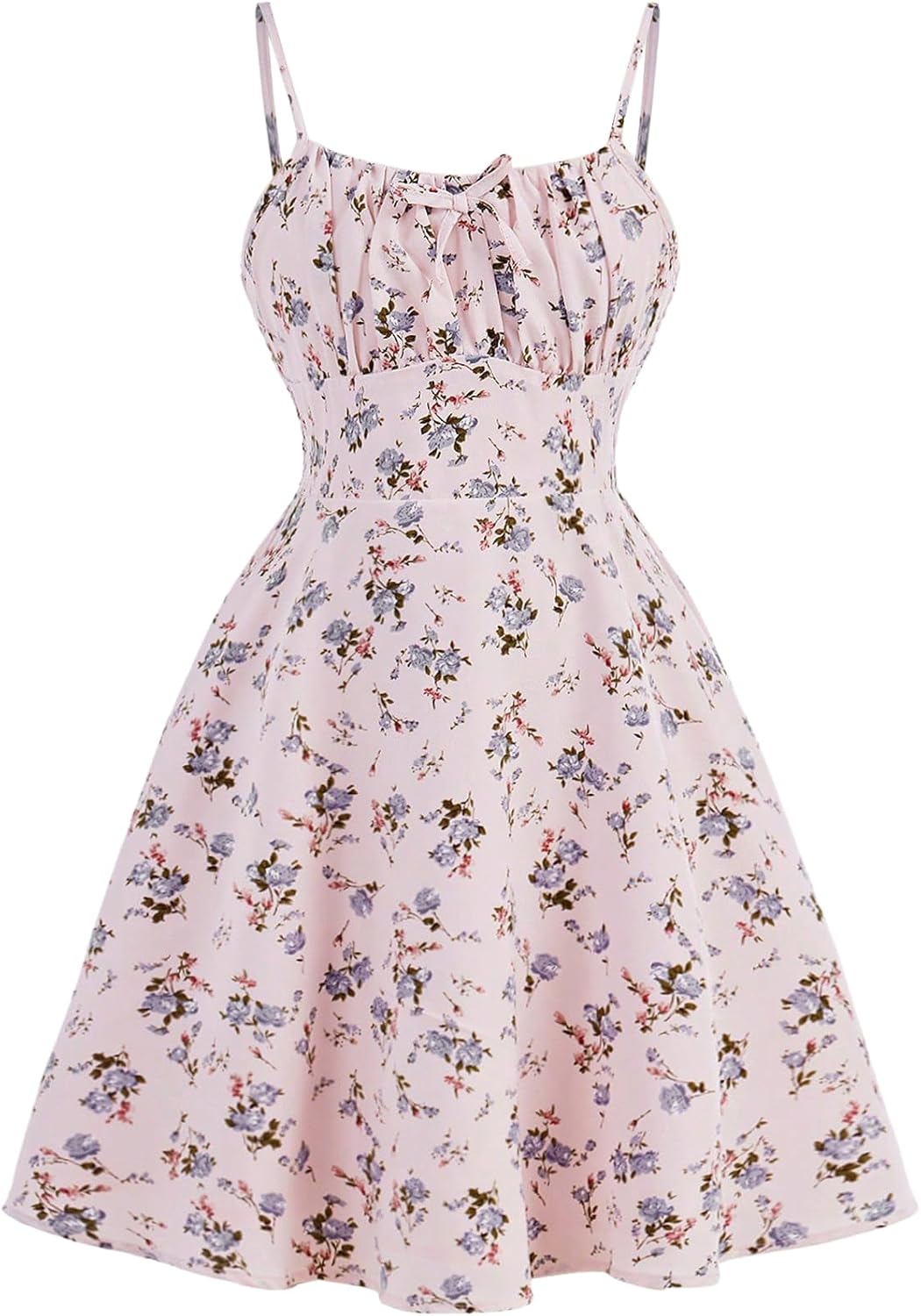 Girl's Floral Print Summer Dress with Bowknot and Ruffle Hem