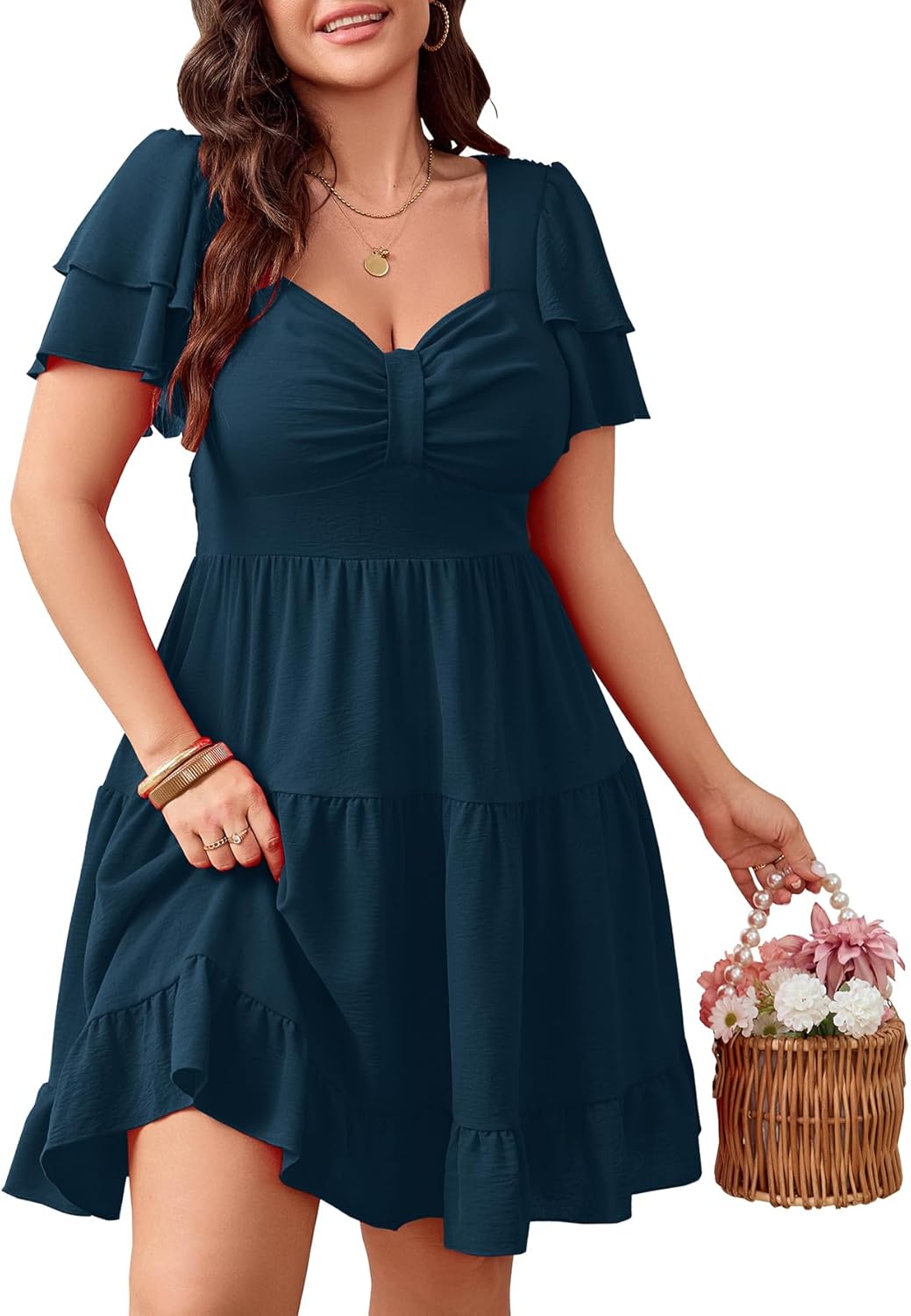 SCOMCHIC Plus Size Summer Dresses with Sweetheart Neckline