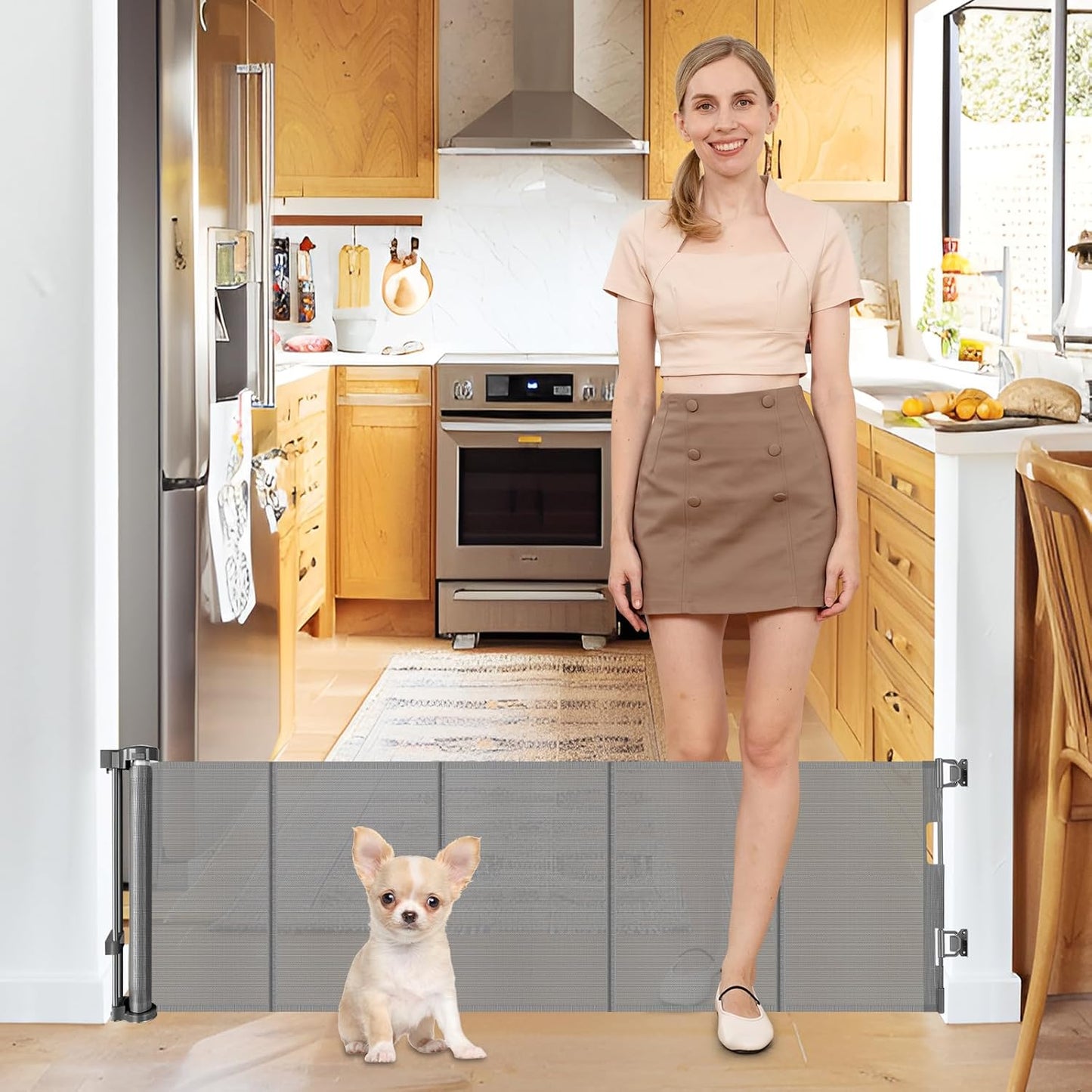 20 Inch Tall Retractable Short Dog Gate for Small Pets