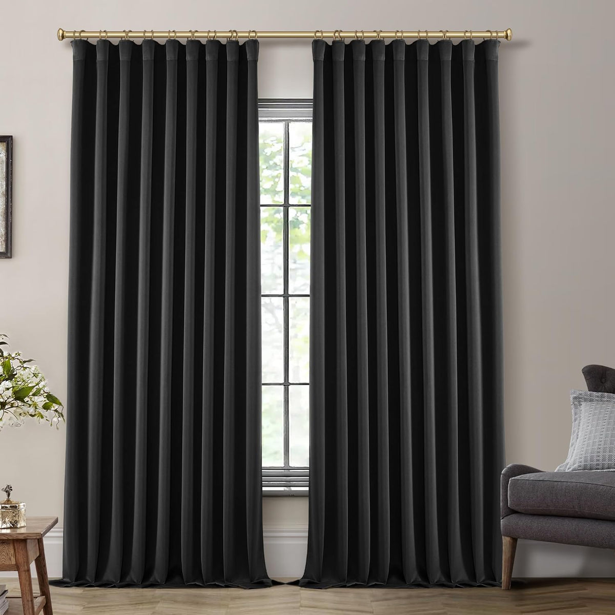 SHINELAND Blackout Curtains 96 Inch Length for Living Room