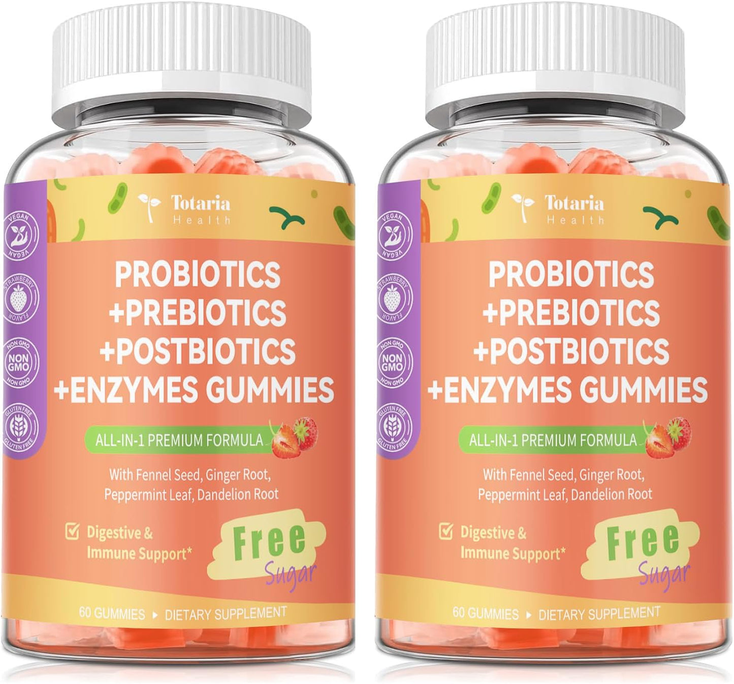 Totaria Sugar Free 5-in-1 Probiotic Gummies for Gut Health