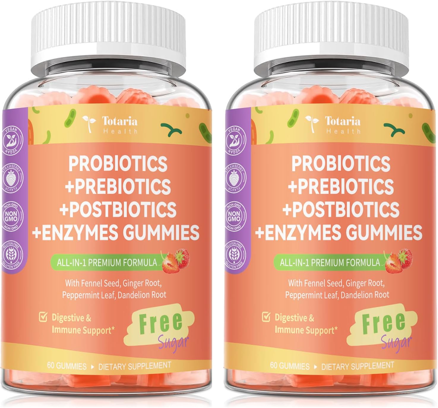 Totaria Sugar Free 5-in-1 Probiotic Gummies for Gut Health