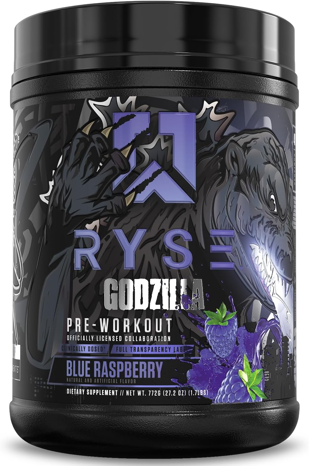 RYSE Godzilla Pre Workout Powder - Blue Raspberry Energy Boost