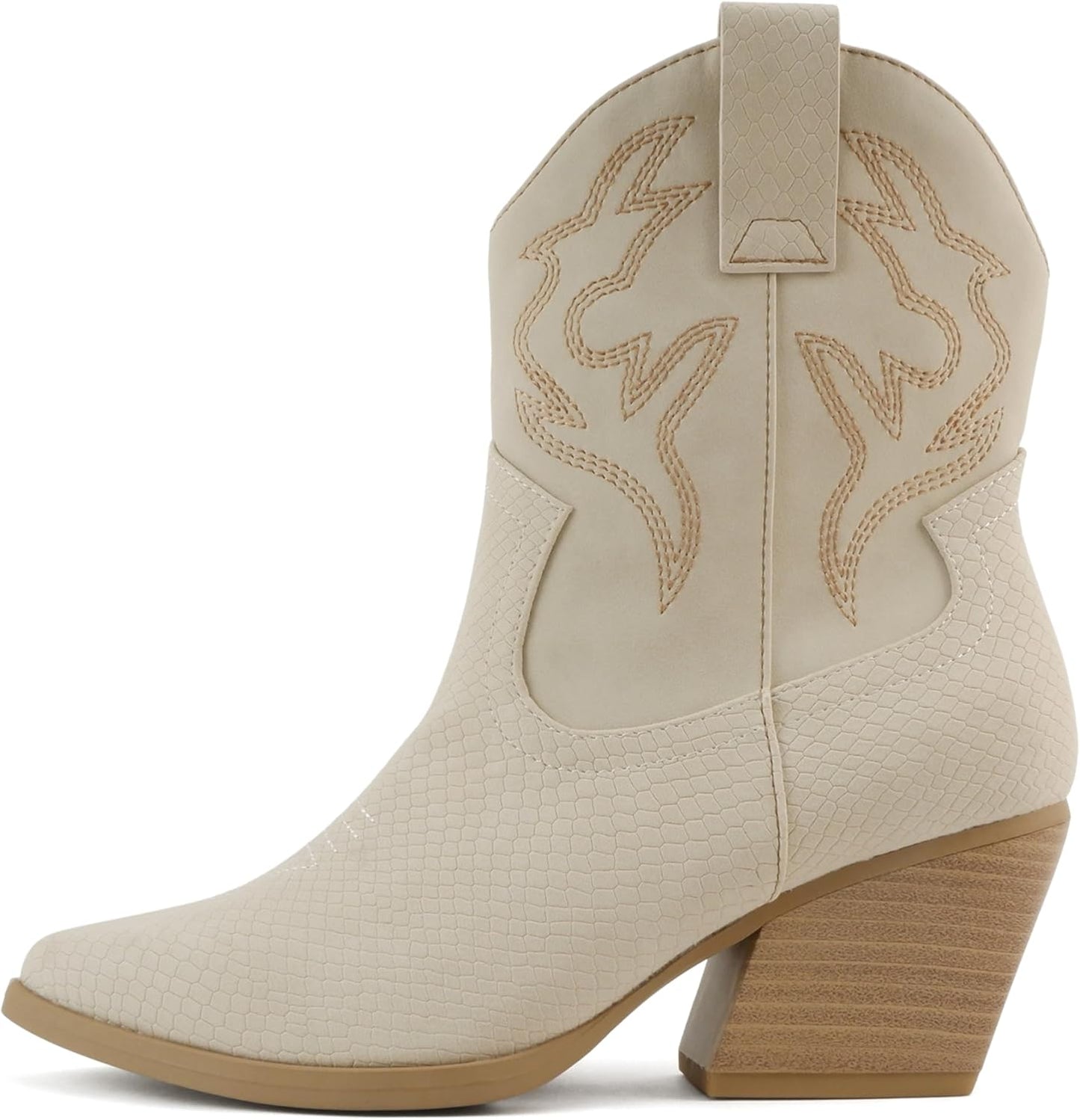 Soda Women Western Bootie Pointe Toe with Low Heel Comfort