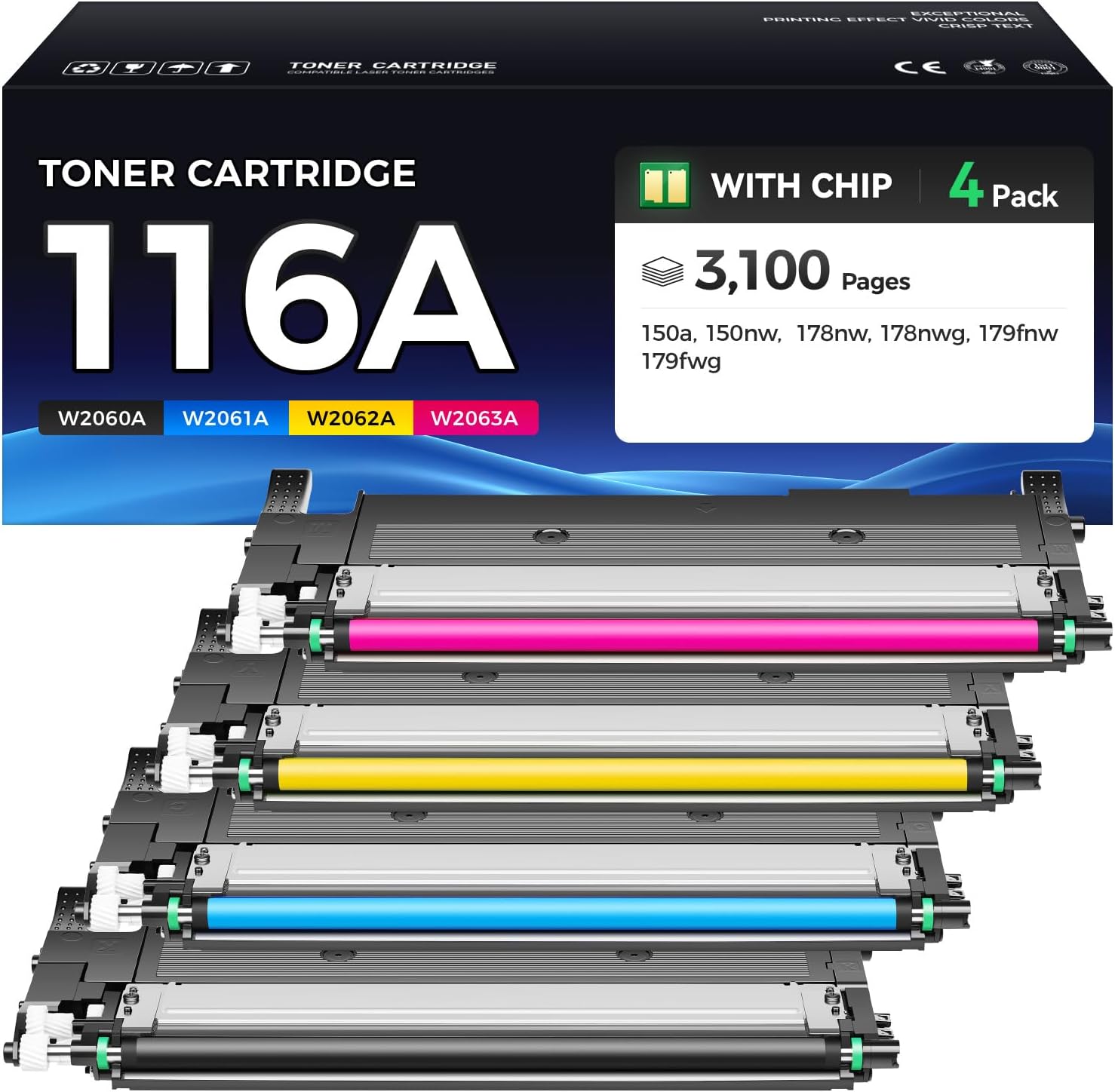 116A Toner Cartridge Set 4-Pack for HP Color Laser Printers