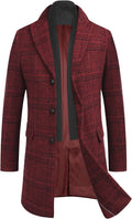 Men's Wool Blend Pea Coat with Detachable Plaid Scarf - Timeless Coats