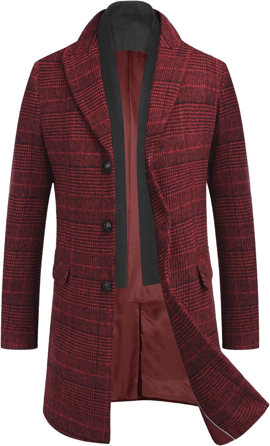 Stylish COOFANDY Men's Wool Blend Coat with Detachable Scarf