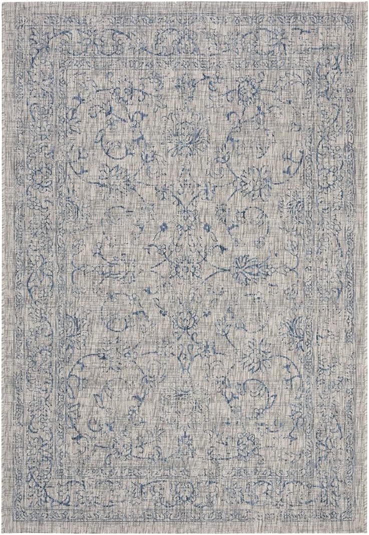 SAFAVIEH Courtyard Collection 5ft 3in x 7ft 7in Grey/Navy Area Rug