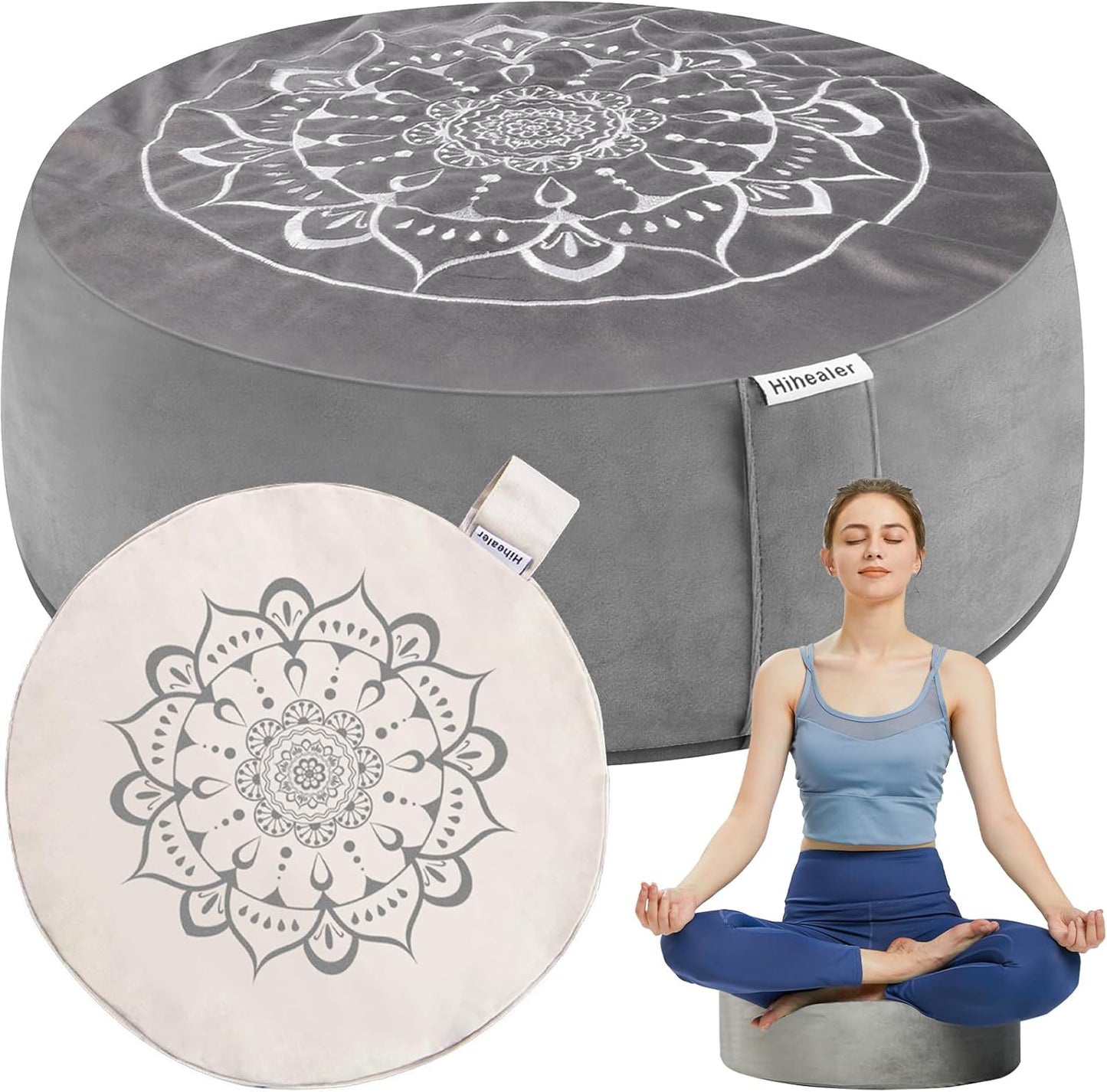 Hihealer Meditation Cushion - Large Velvet Buckwheat Pillow