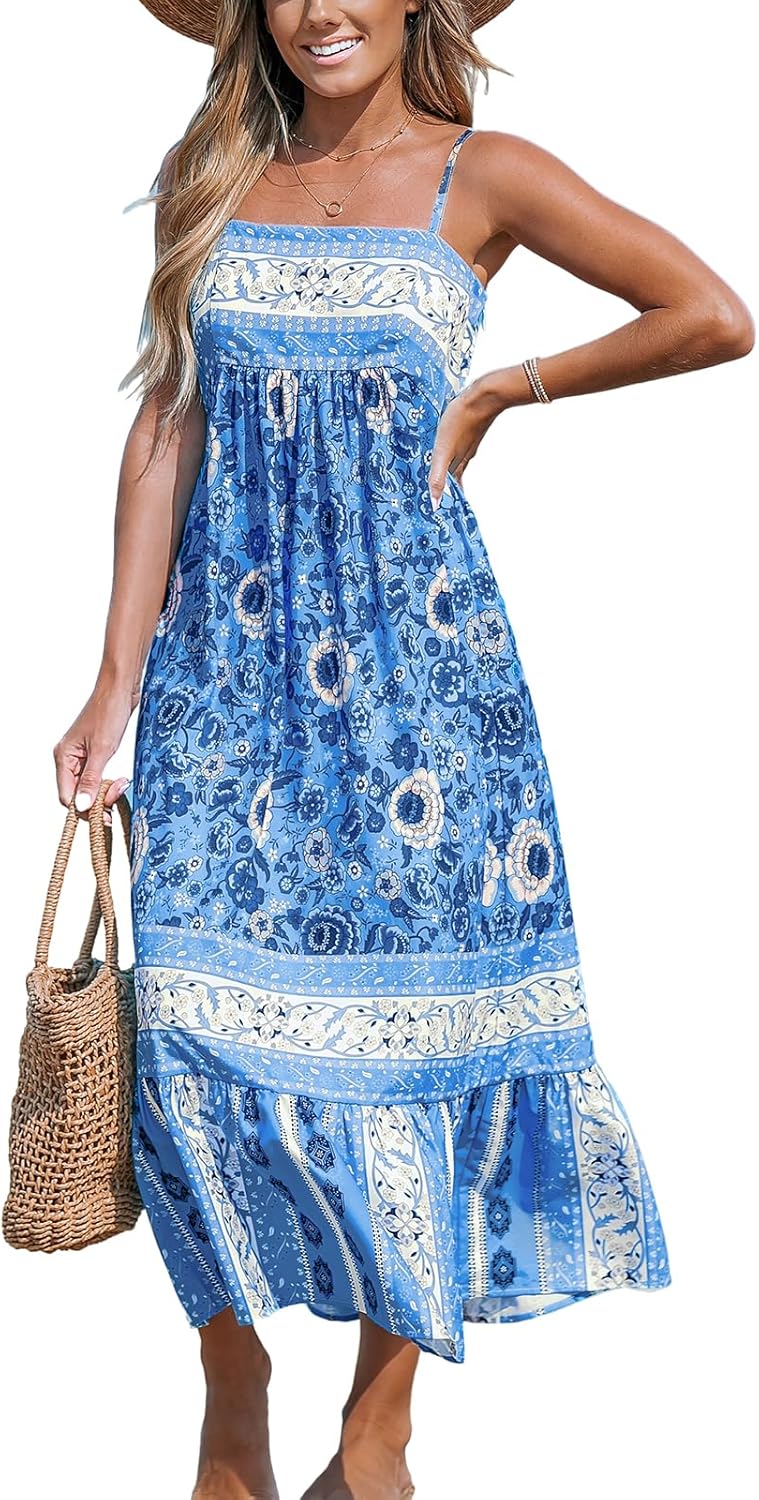 CUPSHE Women's Maxi Dress: Ditsy Floral Smocked Sundress