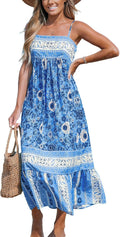 Ditsy Floral Smocked Maxi Dress - Flowy Boho Summer Slip