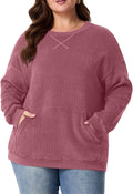 OLRIK Plus Size Corduroy Sweatshirt Oversized Crewneck - Cozy Fall are
