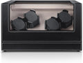 Silent 4-Watch Winder in Black PU Leather - Keep Timepieces Ticking!