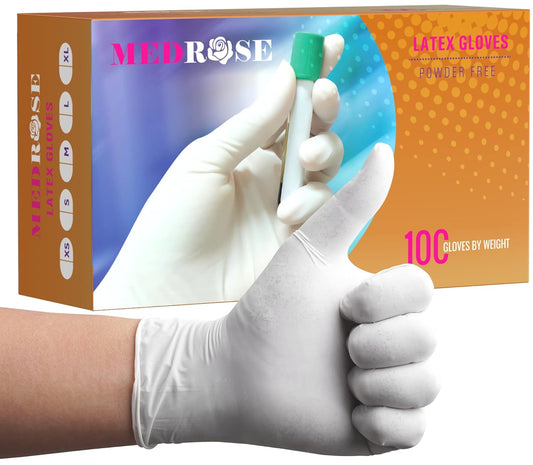 MedRose Large Latex Gloves - 1000 Count Disposable Rubber Gloves