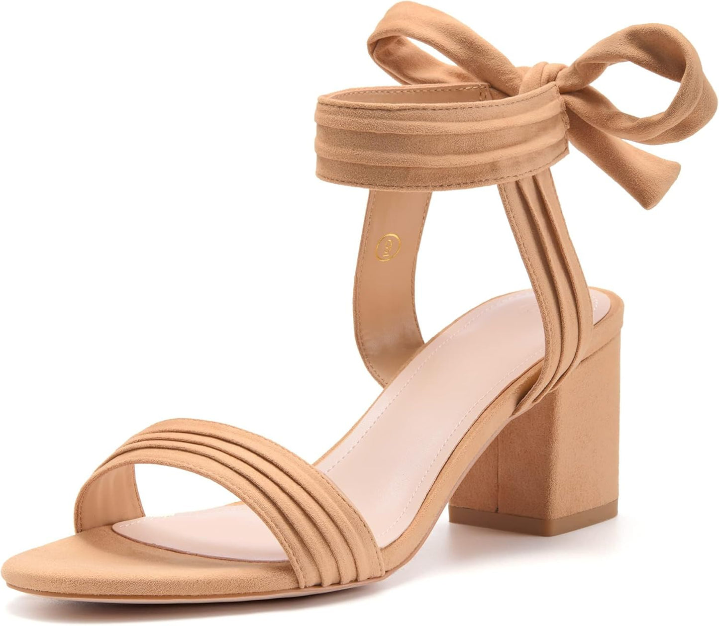 Coutgo Womens Open Toe Ankle Tie Back Chunky Heels Sandals