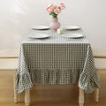 Sage Green Plaid Ruffled Long Table Cloth Rectangular 120x60 in