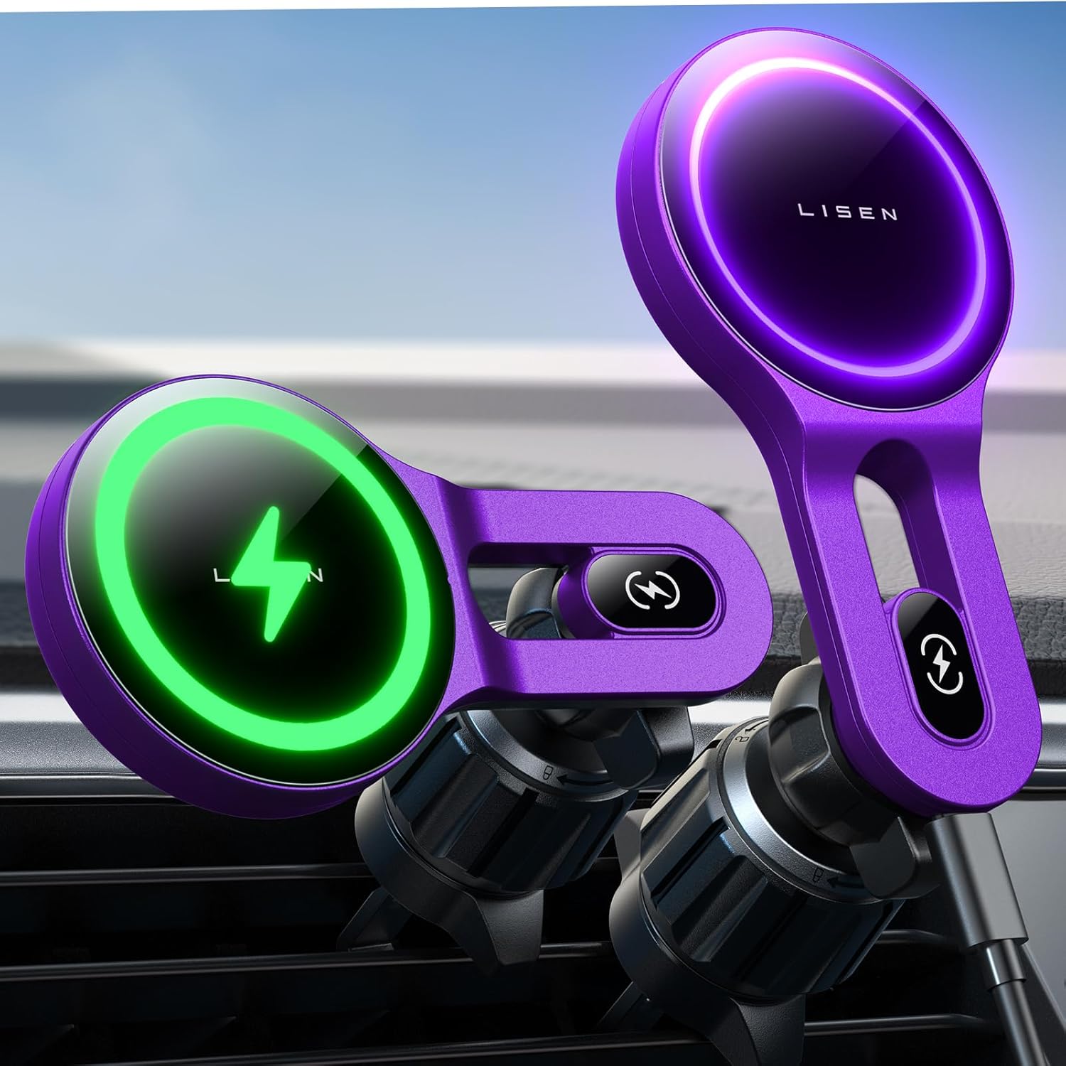 Fast Charging MagSafe Car Mount for iPhone 16 - Purple