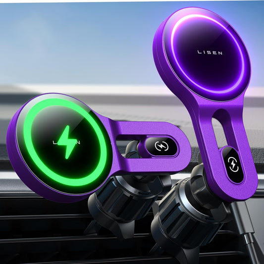Fast Charging MagSafe Car Mount for iPhone 16 - Purple