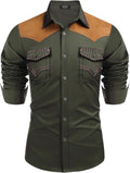 COOFANDY Men's Western Cowboy Shirt Embroidered Slim Fit - Casual