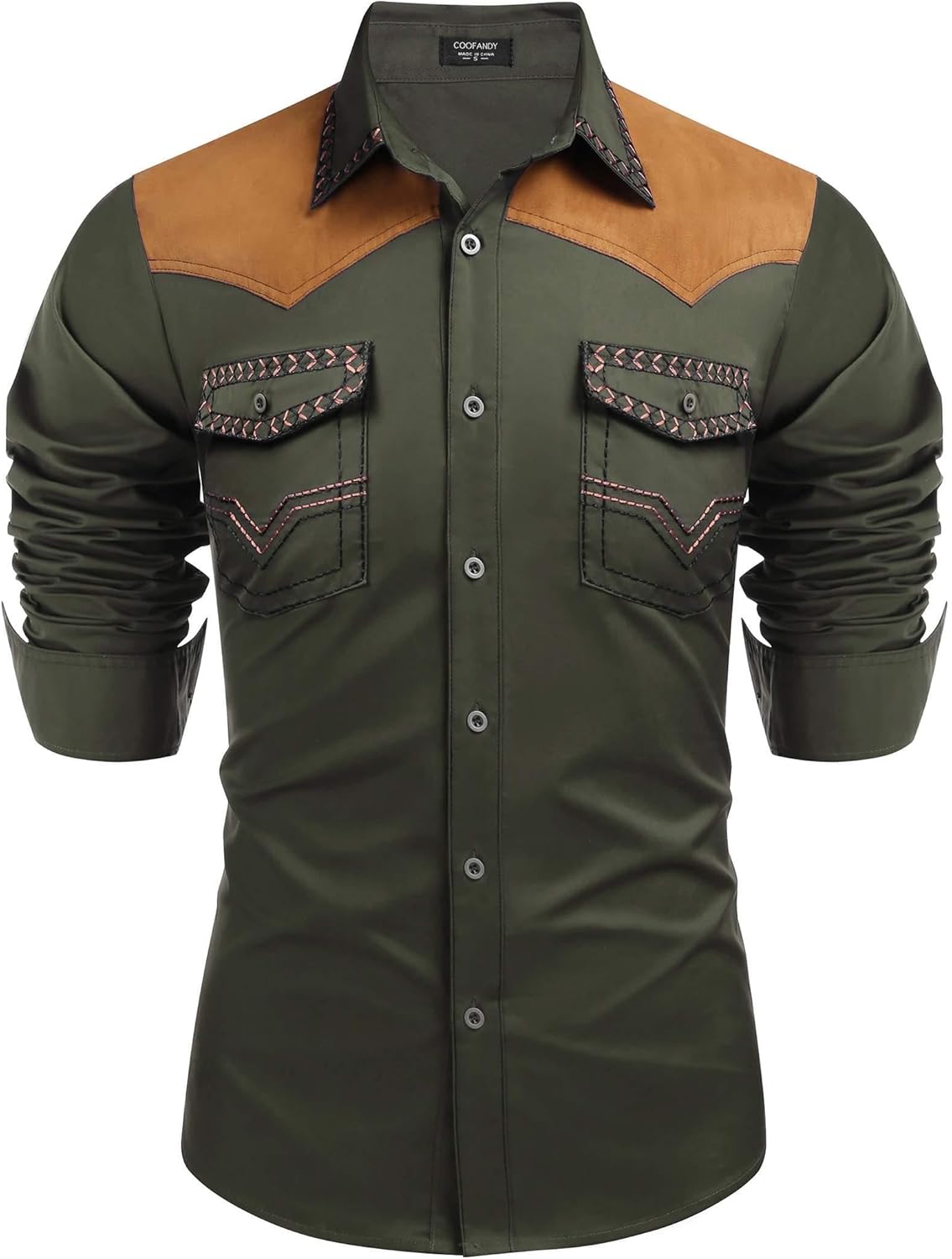 COOFANDY Men's Western Cowboy Shirt for Stylish Casual Wear