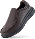 Wide Slip On Shoes for Men Black Leather Loafers - EasyWalk V1 Jewelry