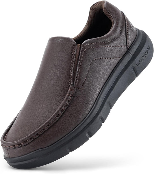 FitVille Wide Slip on Shoes for Men - Comfortable Leather Loafers
