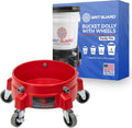 Red Bucket Dolly with 5 Wheels and Locking Casters - Rolling Wash