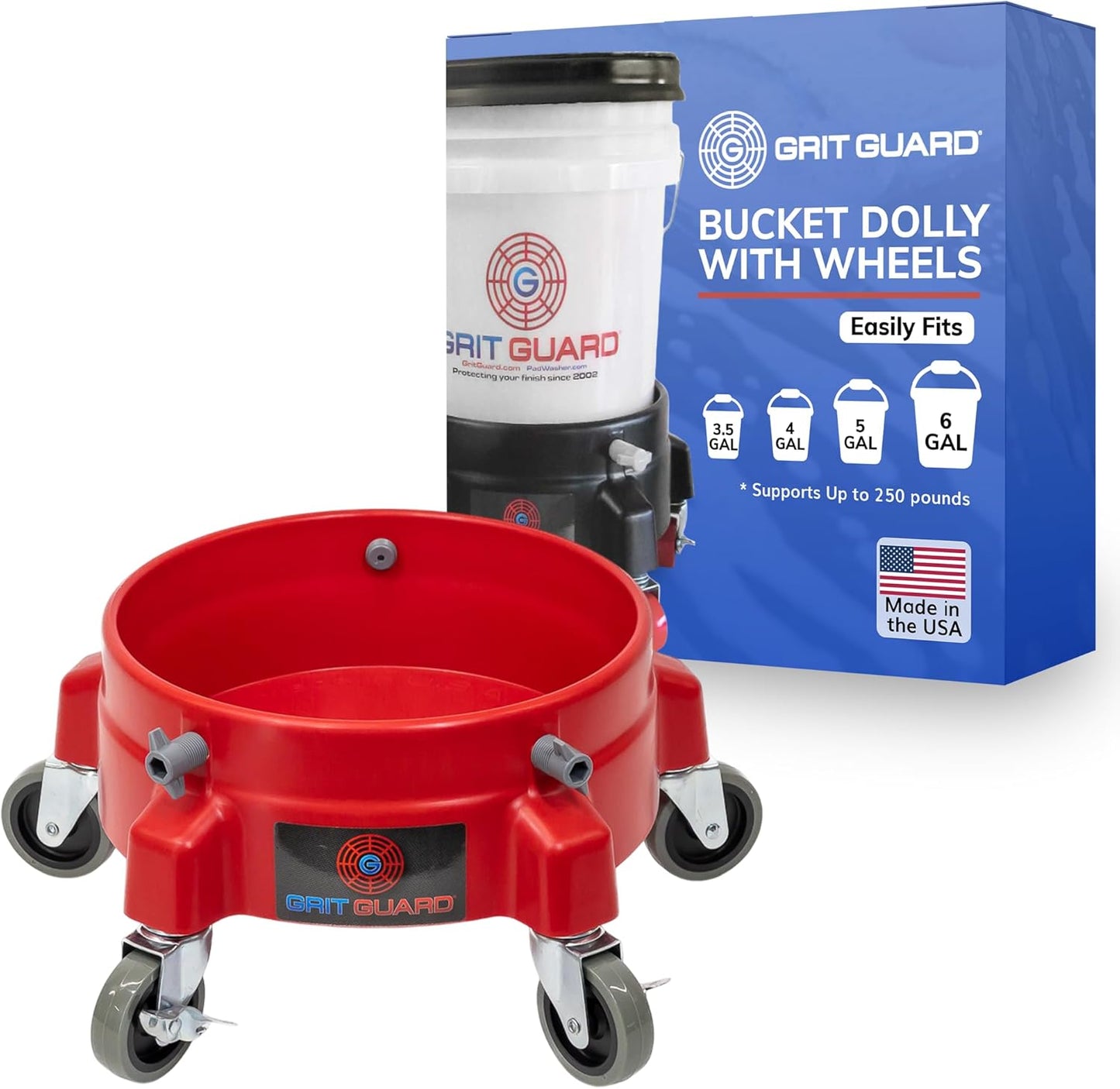 Grit Guard Bucket Dolly with Wheels for Easy Detailing Tasks