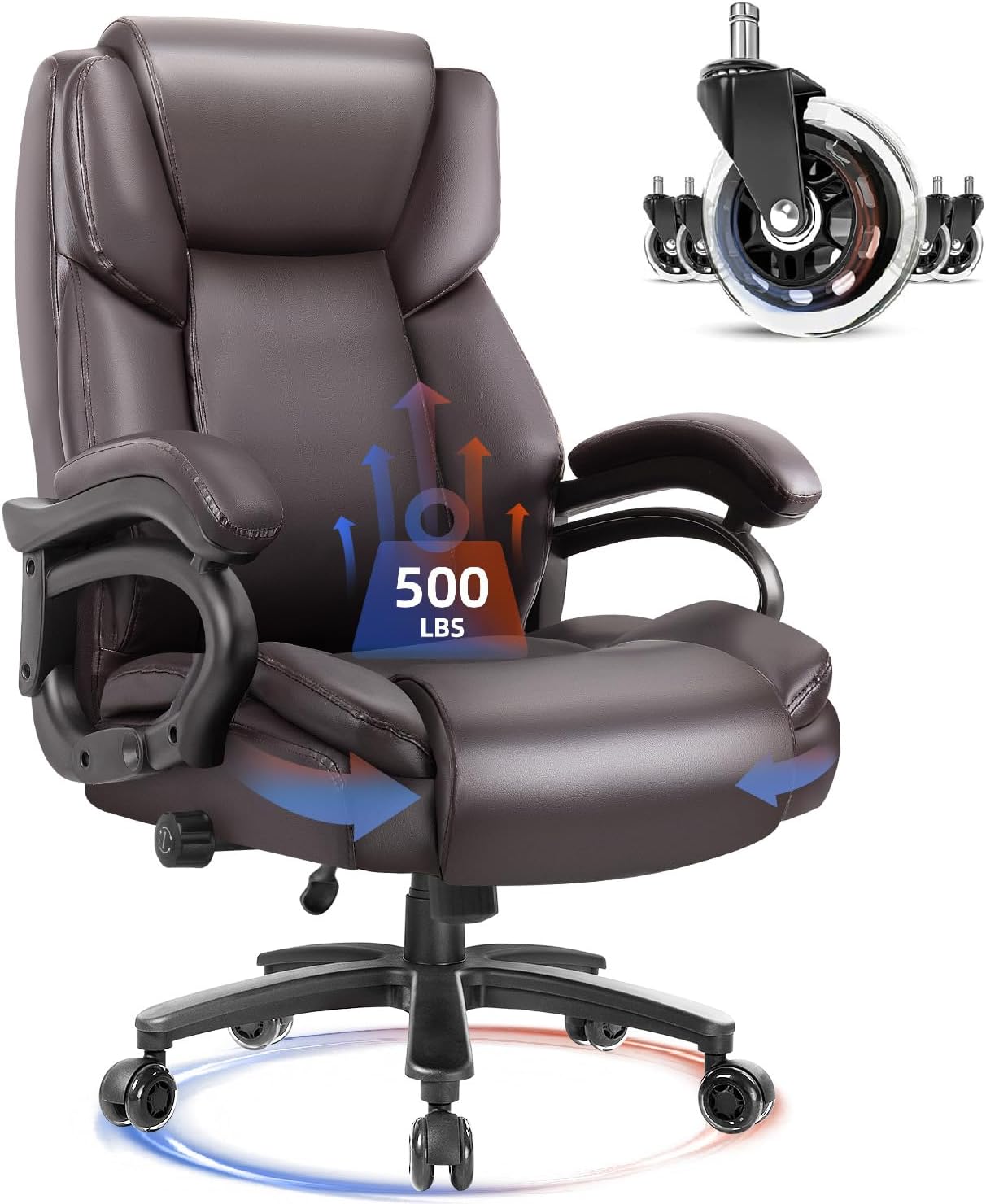 Waleaf 500lbs Big & Tall Office Chair - Heavy Duty & Ergonomic Lumbar Support