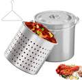 50QT Turkey Fryer Pot with Steamer Basket & Lid - Heavy-Duty Stainless