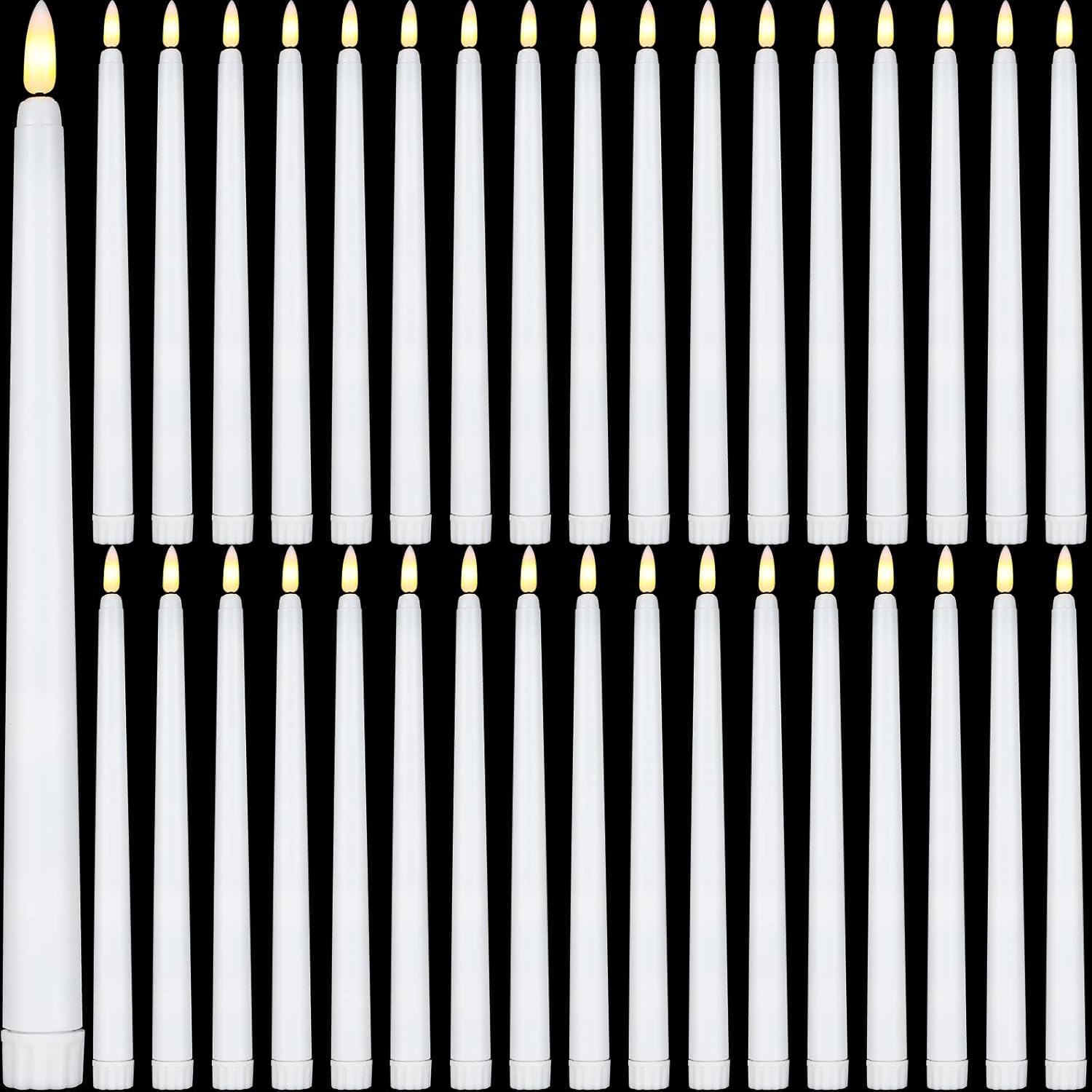 Flameless Taper Candles 36 Pieces LED 11in Battery Operated