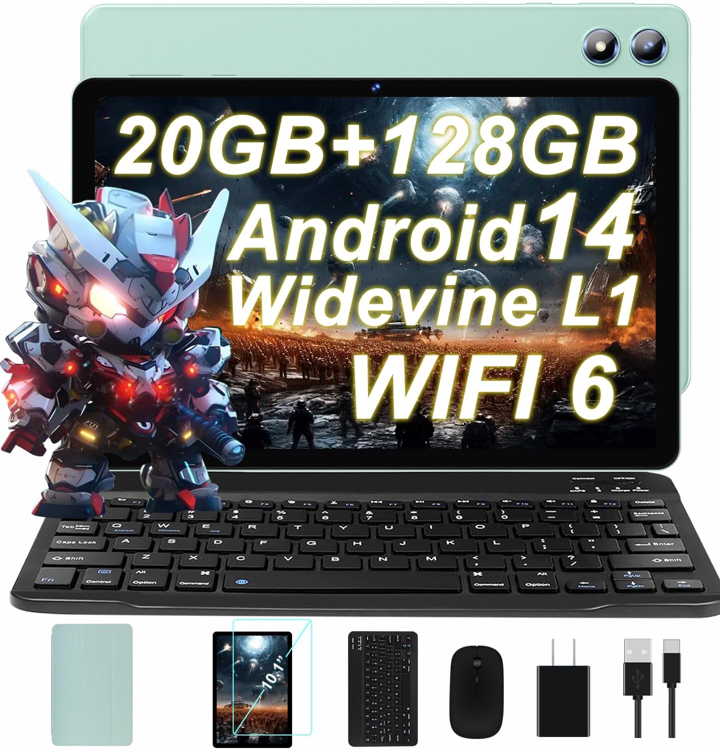 Android 14 Tablet with Keyboard 20GB RAM and 128GB Storage