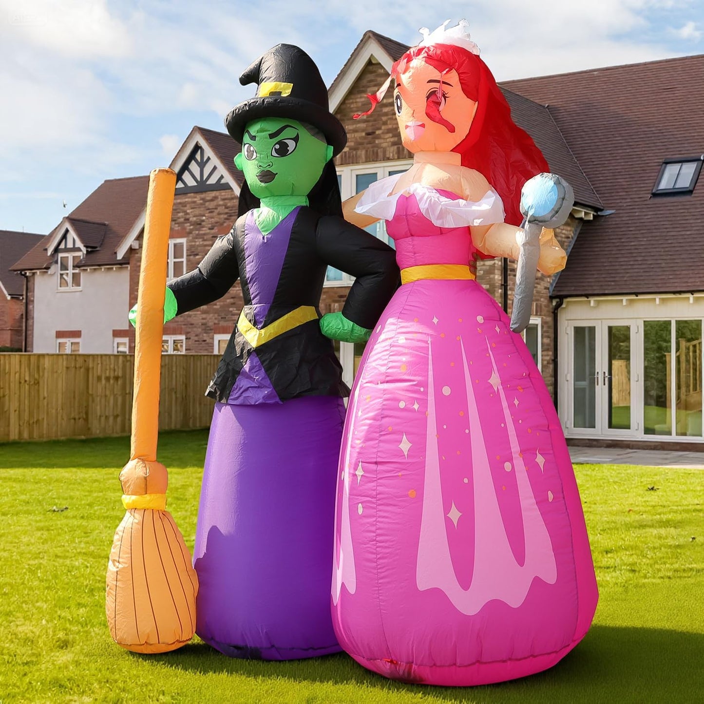 6FT Halloween Inflatable Witch Sisters for Spooky Decor