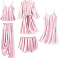 Silk Pajamas for Women 5Pcs Set - Luxurious Satin Sleepwear