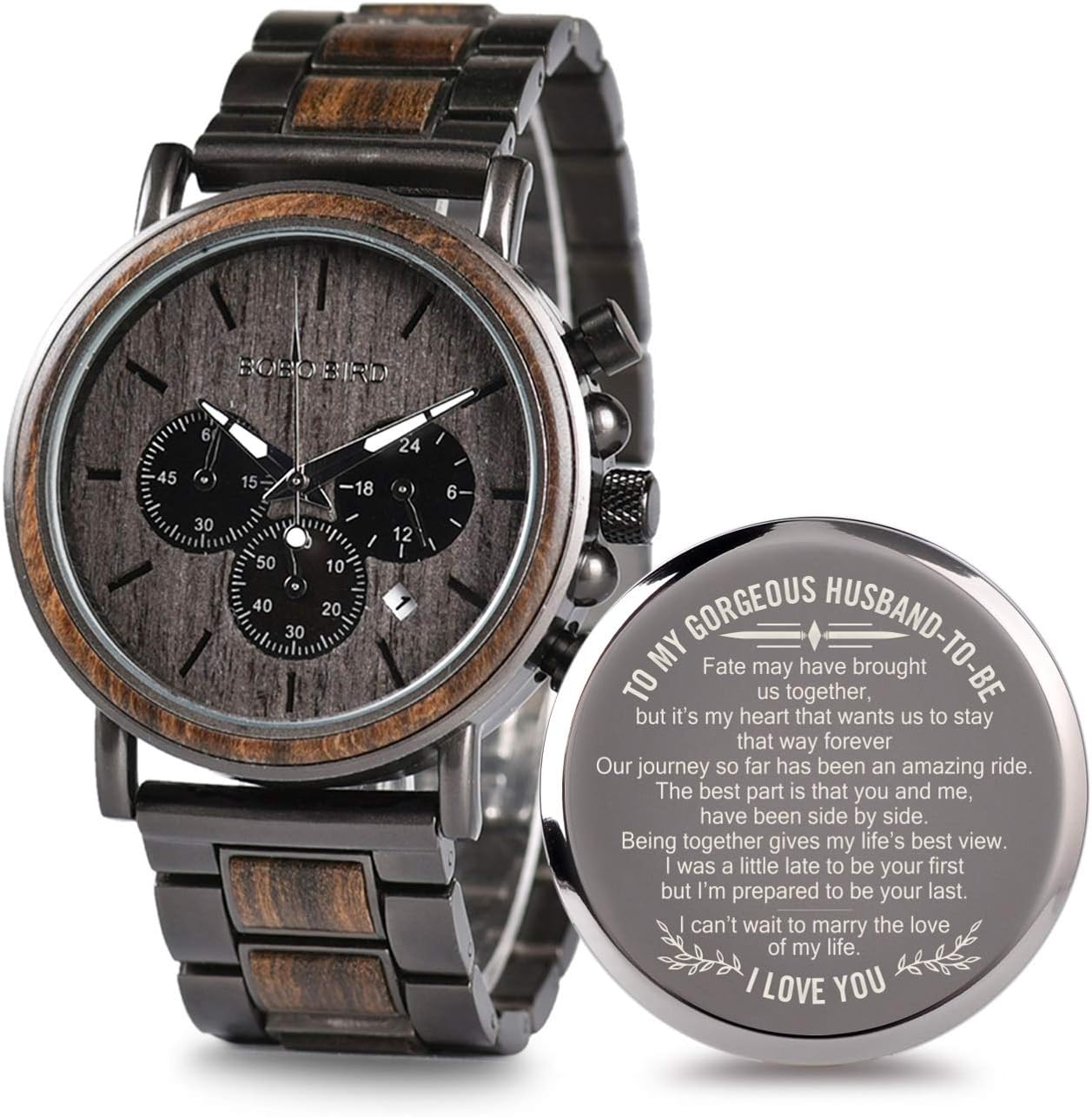 Engraved Wooden Watch for Boyfriend - Personalized Gift Idea
