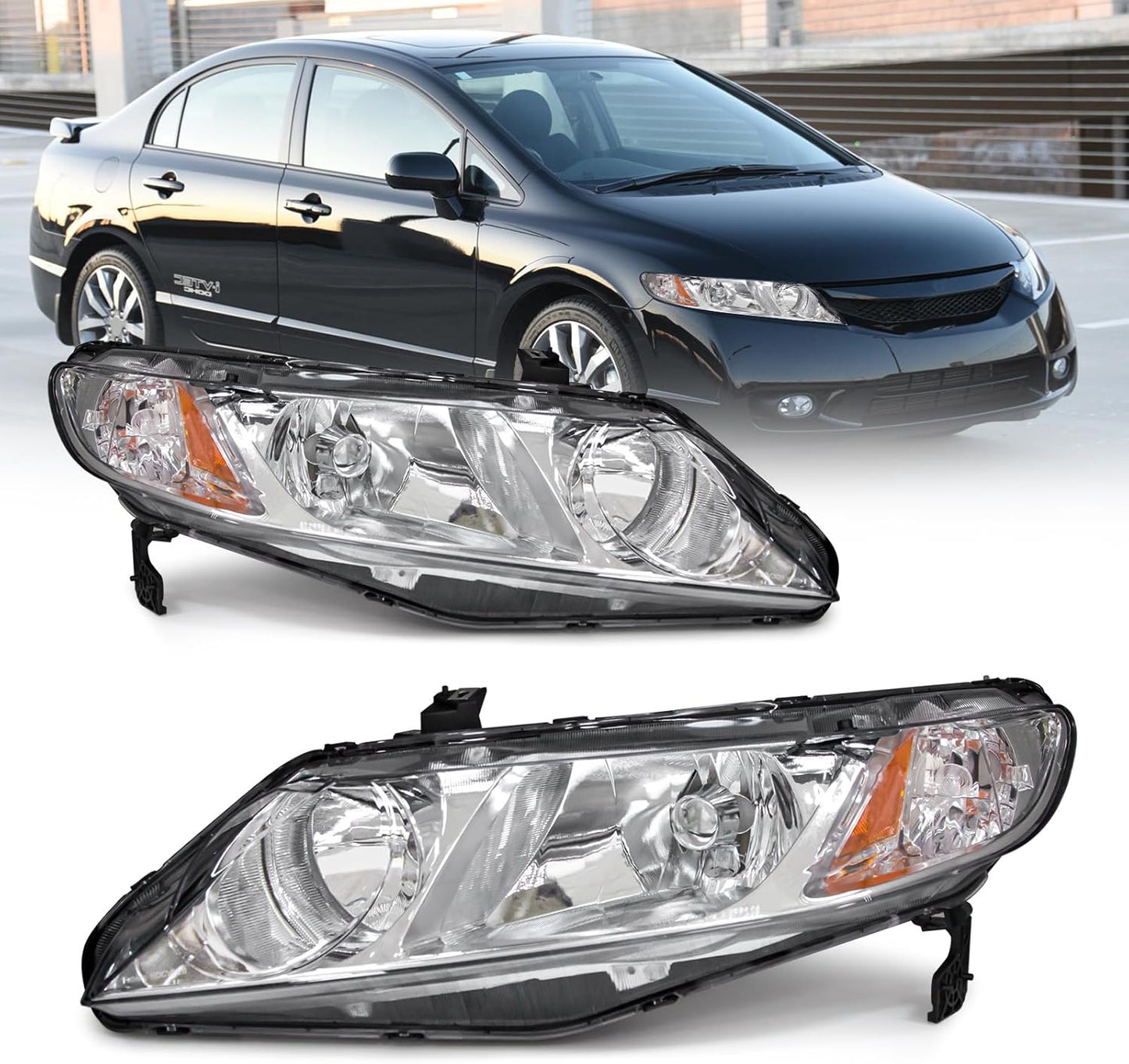 AS Headlight Assembly for 2006-2011 Honda Civic 4-Door Sedan